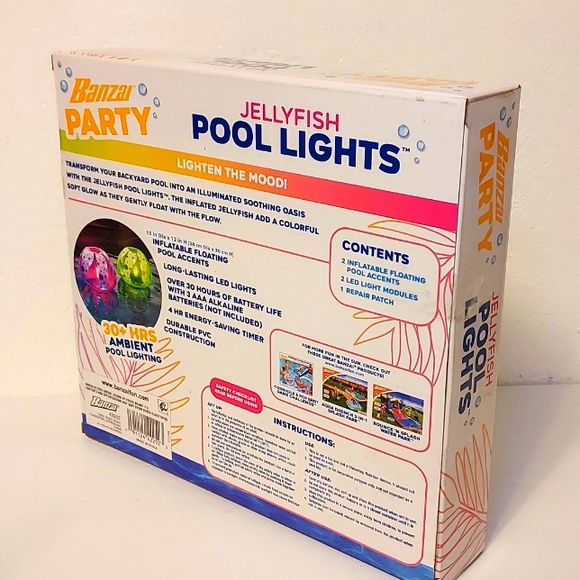 Jellyfish Pool Lights Inflatable Floating Multicolor Lanterns 2 Pack - Picture 7 of 10